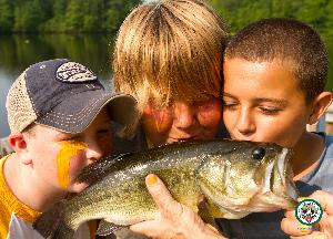 Paul Newman stocked the Camp Lake with lots of small fish for the kids to catch! They're not small anymore:)